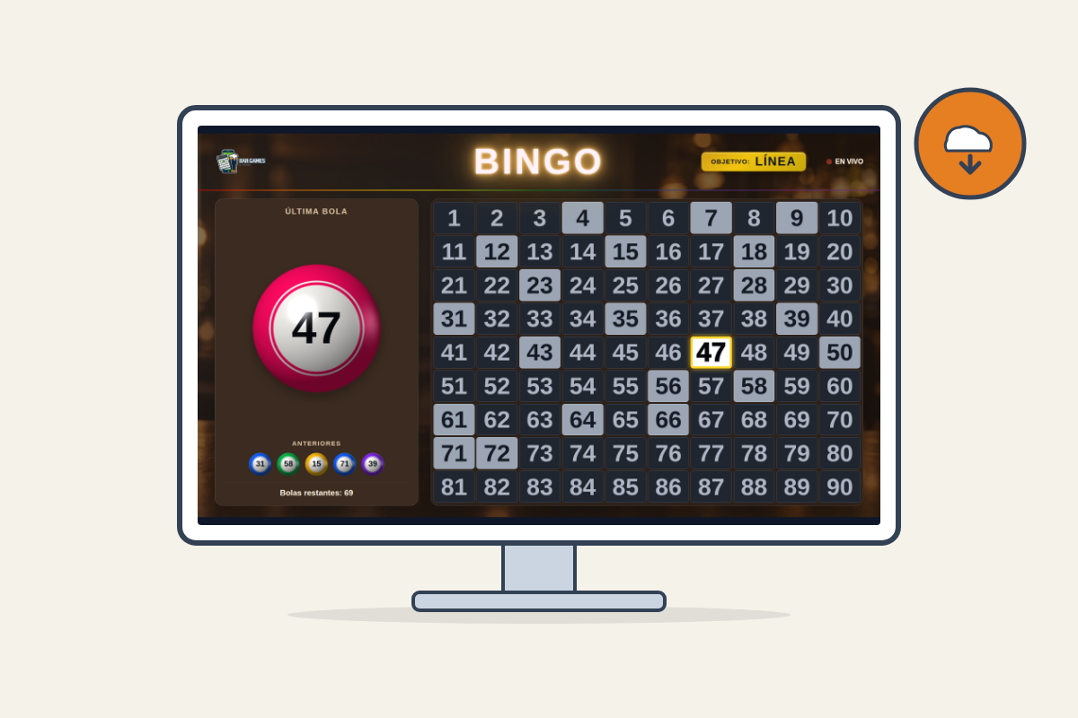 Smart TV running the BarGames Android TV app