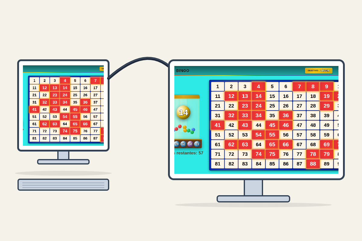 PC connected to a TV displaying the BarGames board in full-screen browser